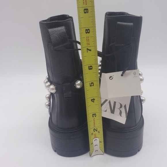 691- Zara Women's Leather Ankle Boots Size 37 EU 6.5 US NWT - Picture 7 of 16